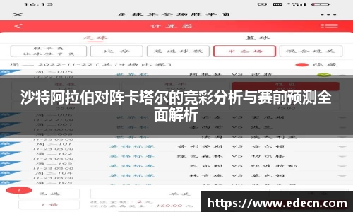 沙特阿拉伯对阵卡塔尔的竞彩分析与赛前预测全面解析